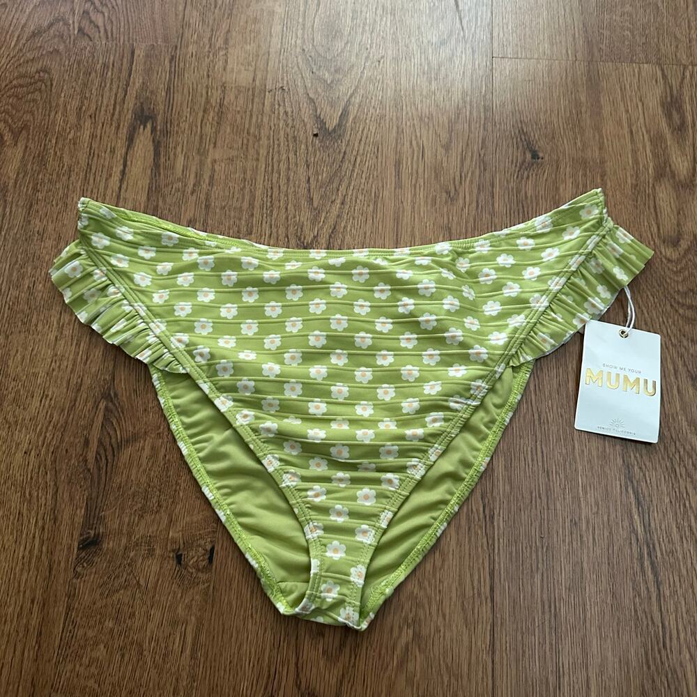 Show me your mumu green daisy print bikini bottom beachwear plus size XXL NWT